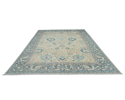 10x14 Beige Oushak Turkish Hand Knotted Soft Wool Area Rug